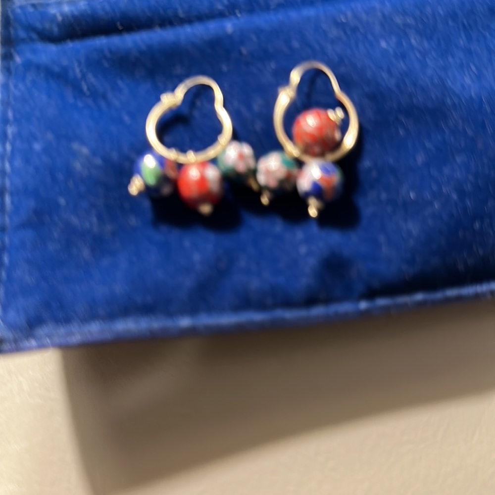 14 karat cloisonné earrings